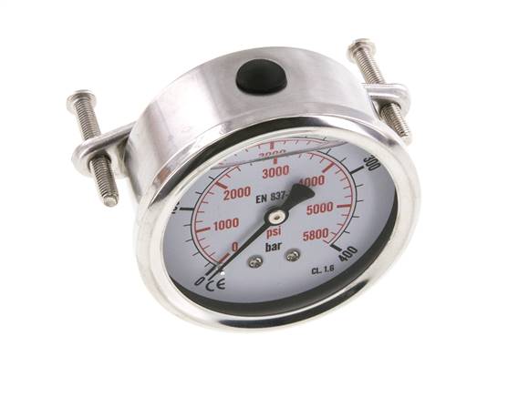 Manomètre à glycérine G1/4 raccord arrière 0 à 400 bar 63mm