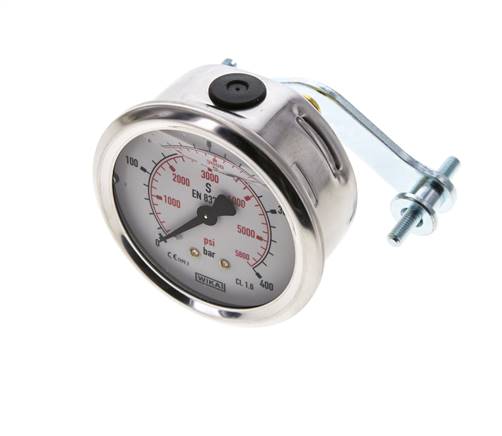 Manomètre à glycérine G1/4 raccord arrière 0 à 400 bar 63mm WIKA