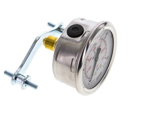 Manomètre à glycérine G1/4 raccord arrière 0 à 400 bar 63mm WIKA