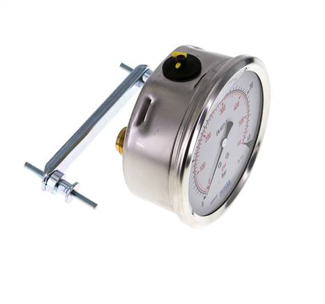 Manomètre à glycérine G1/2 raccord arrière 0 à 40 bar 100mm WIKA