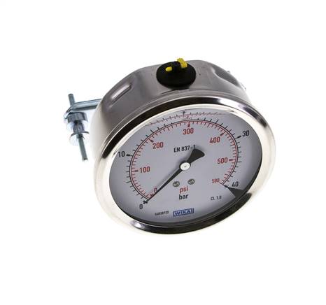 Manomètre à glycérine G1/2 raccord arrière 0 à 40 bar 100mm WIKA