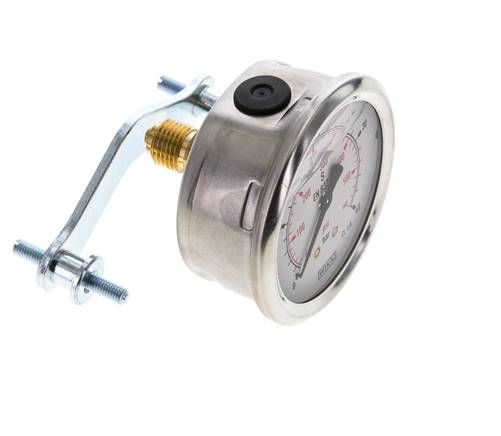 Manomètre à glycérine G1/4 raccord arrière 0 à 40 bar 63mm WIKA