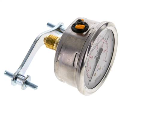 Manomètre à glycérine G1/4 raccord arrière 0 à 4 bar 63mm WIKA