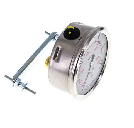 Manomètre à glycérine G1/2 raccord arrière 0 à 600 bar 100mm WIKA