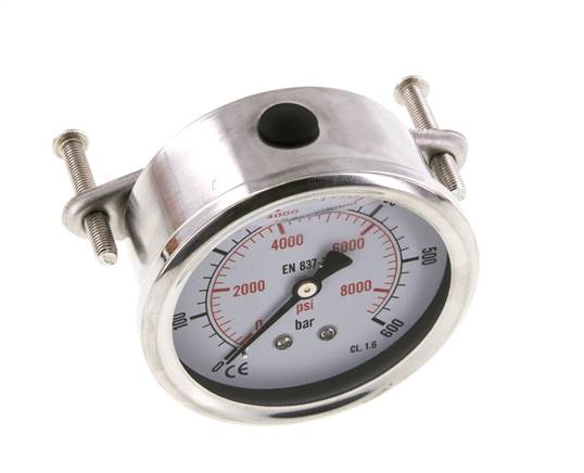 Manomètre à glycérine G1/4 raccord arrière 0 à 600 bar 63mm
