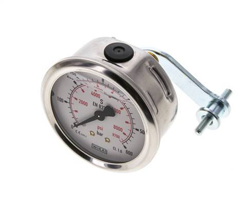 Manomètre à glycérine G1/4 raccord arrière 0 à 600 bar 63mm WIKA
