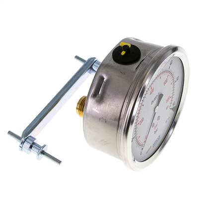 Manomètre à glycérine G1/2 raccord arrière 0 à 60 bar 100mm WIKA