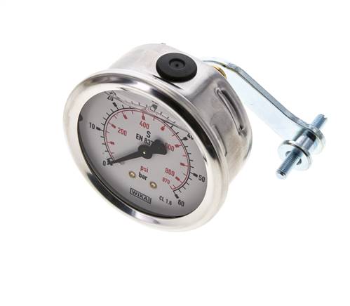 Manomètre à glycérine G1/4 raccord arrière 0 à 60 bar 63mm WIKA