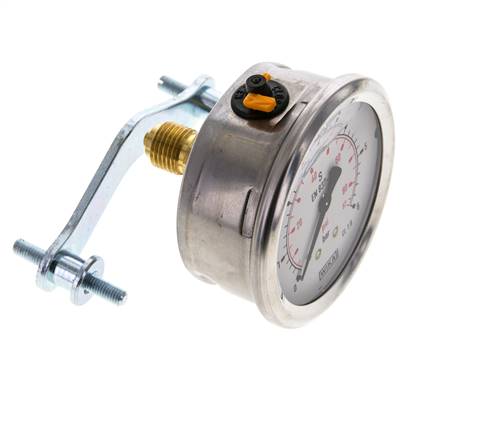Manomètre à glycérine G1/4 raccord arrière 0 à 6 bar 63mm WIKA