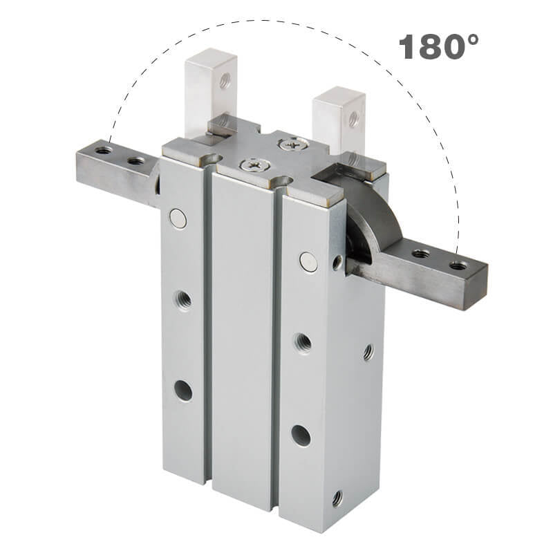 Grippeur pneumatique D25 mm à 2 mâchoires 180 deg angulaire à double action Mâchoires standard à trou traversant