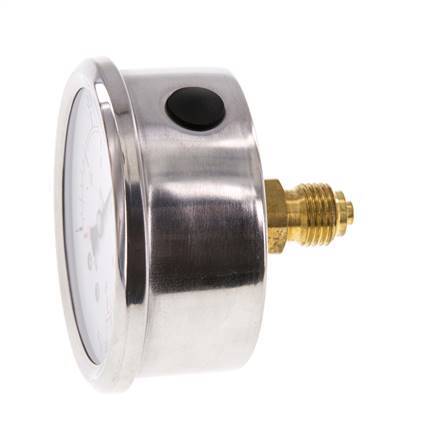 -1..0.6 Bar (-15..9 psi) Glycerin Pressure Gauge Rear Stainless steel/Brass 63 mm Class 1.6