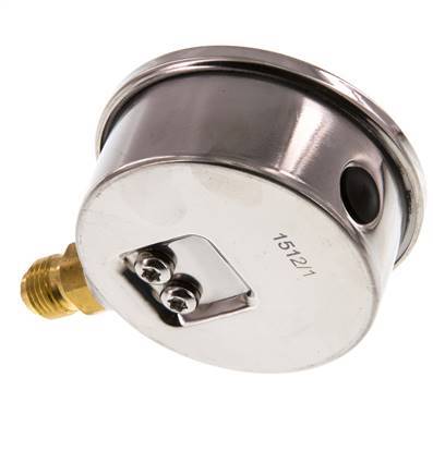 -1..0.6 Bar (-15..9 psi) Manomètre à glycérine inférieur Acier inoxydable/laiton 63 mm Classe 1.6