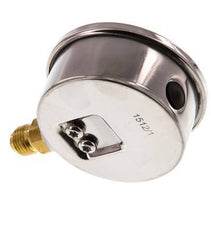 -1..0.6 Bar (-15..9 psi) Manomètre à glycérine inférieur Acier inoxydable/laiton 63 mm Classe 1.6