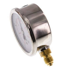 -1..0.6 Bar (-15..9 psi) Manomètre à glycérine inférieur Acier inoxydable/laiton 63 mm Classe 1.6