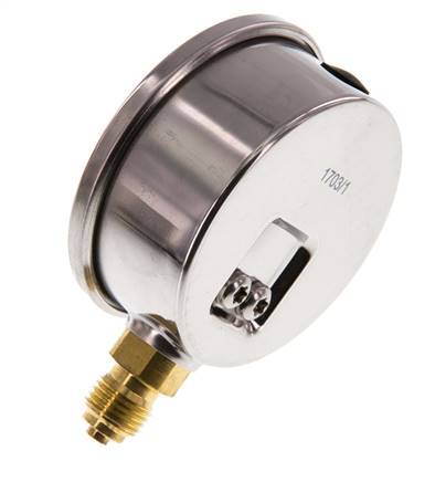-1..15 Bar (-15..218 psi) Manomètre à glycérine inférieur Acier inoxydable/laiton 63 mm Classe 1.6