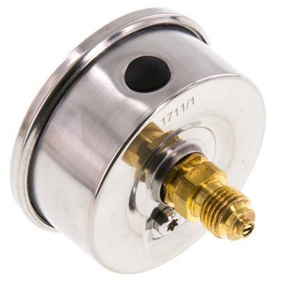 -1..3 Bar (-15..44 psi) Glycerin Pressure Gauge Rear Stainless steel/Brass 63 mm Class 1.6
