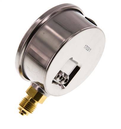 -1..5 Bar (-15..73 psi) Manomètre à glycérine inférieur Acier inoxydable/laiton 63 mm Classe 1.6