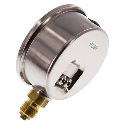 0..0.6 Bar (0..9 psi) Manomètre à glycérine inférieur Acier inoxydable/laiton 63 mm Classe 1.6