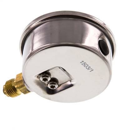 0..0.6 Bar (0..9 psi) Manomètre à glycérine inférieur Acier inoxydable/laiton 63 mm Classe 1.6