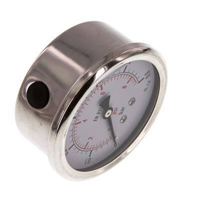 0..0.6 Bar (0..9 psi) Manomètre à glycérine inférieur Acier inoxydable/laiton 63 mm Classe 1.6