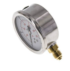 0..40 Bar (0..580 psi) Manomètre à glycérine inférieur Acier inoxydable/laiton 63 mm Classe 1.6