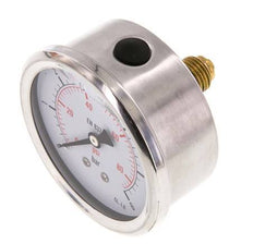 0..6 Bar (0..87 psi) Glycerin Pressure Gauge Rear Stainless steel/Brass 63 mm Class 1.6