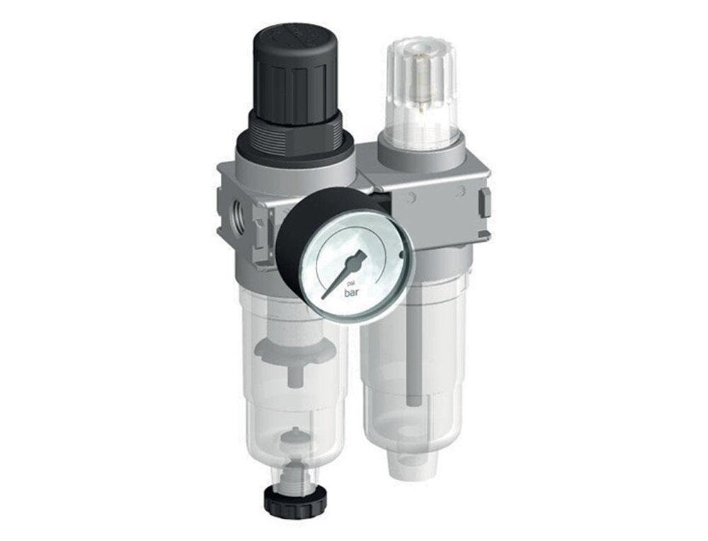 FRL 2-Part G1/8'' 700 l/min 0.2-6.0bar/3-87psi Auto (Closed Without Pressure) 40 mm Pressure Gauge Polycarbonate Multifix 0