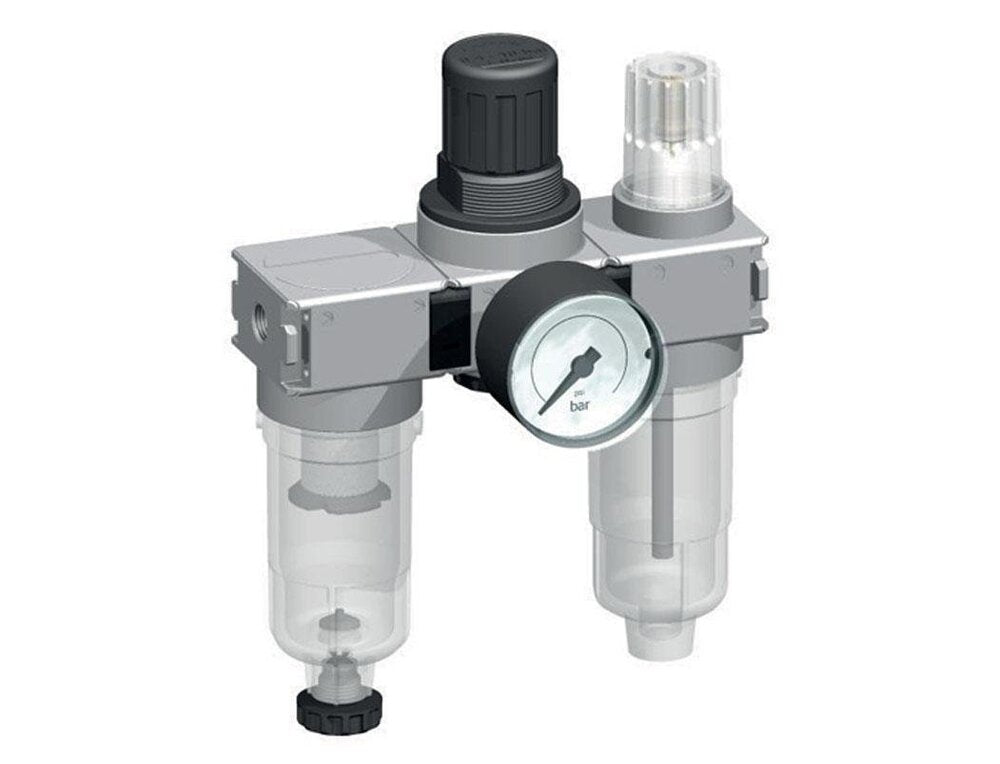 FRL 3-Part G1/4'' 750 l/min 0.2-6.0bar/3-87psi Auto (Closed Without Pressure) 40 mm Pressure Gauge Polycarbonate Multifix 0