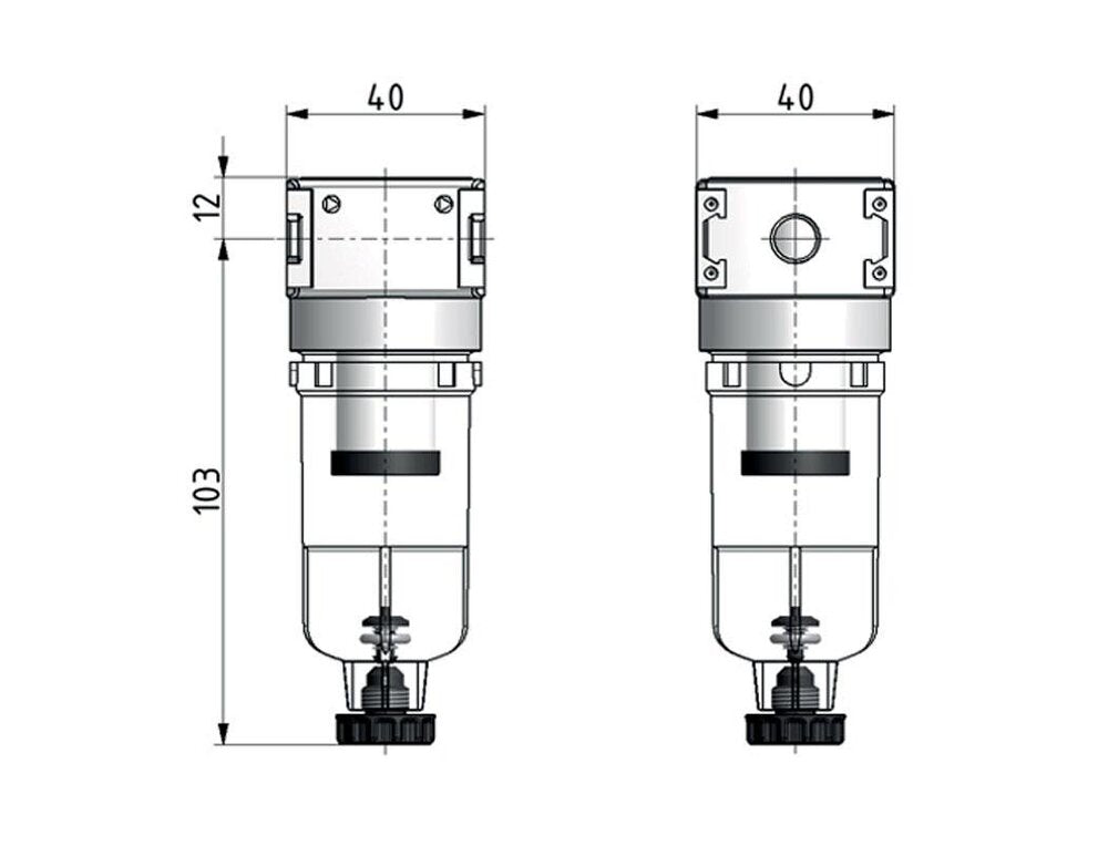 Pré-filtre 0.3microns G1/8'' 130l/min Semi-Auto Polycarbonate Multifix 0