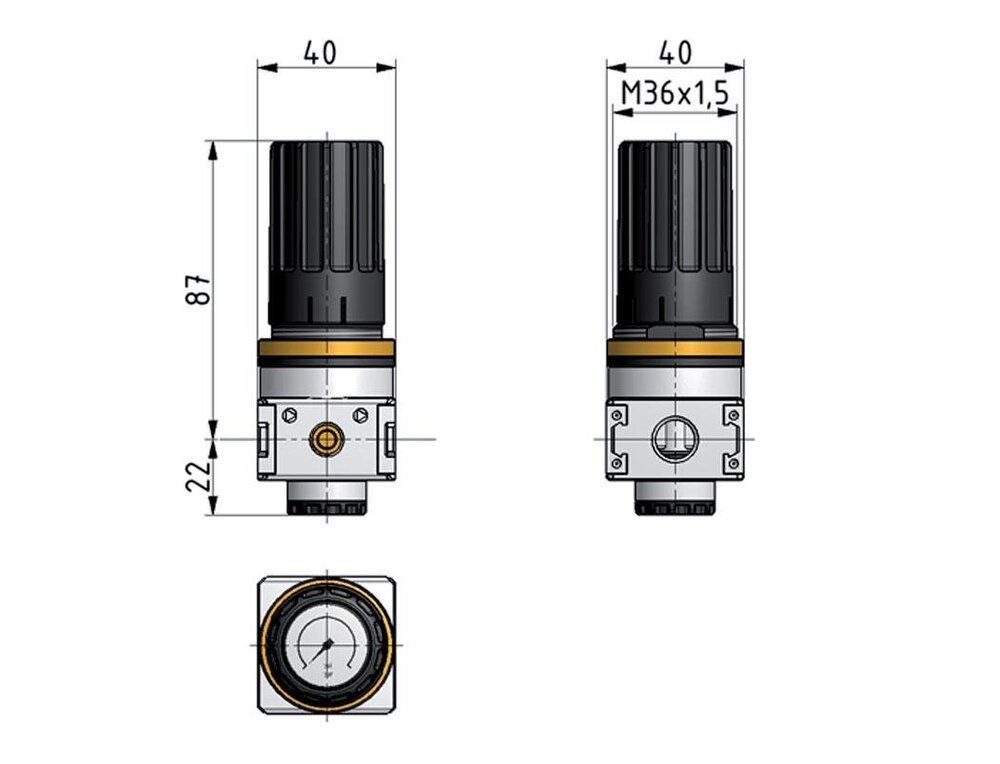 Régulateur de pression pour assemblage de collecteur G1/4'' 2250l/min 0.5-10.0bar/7-145psi en fonte de zinc Multifix 1