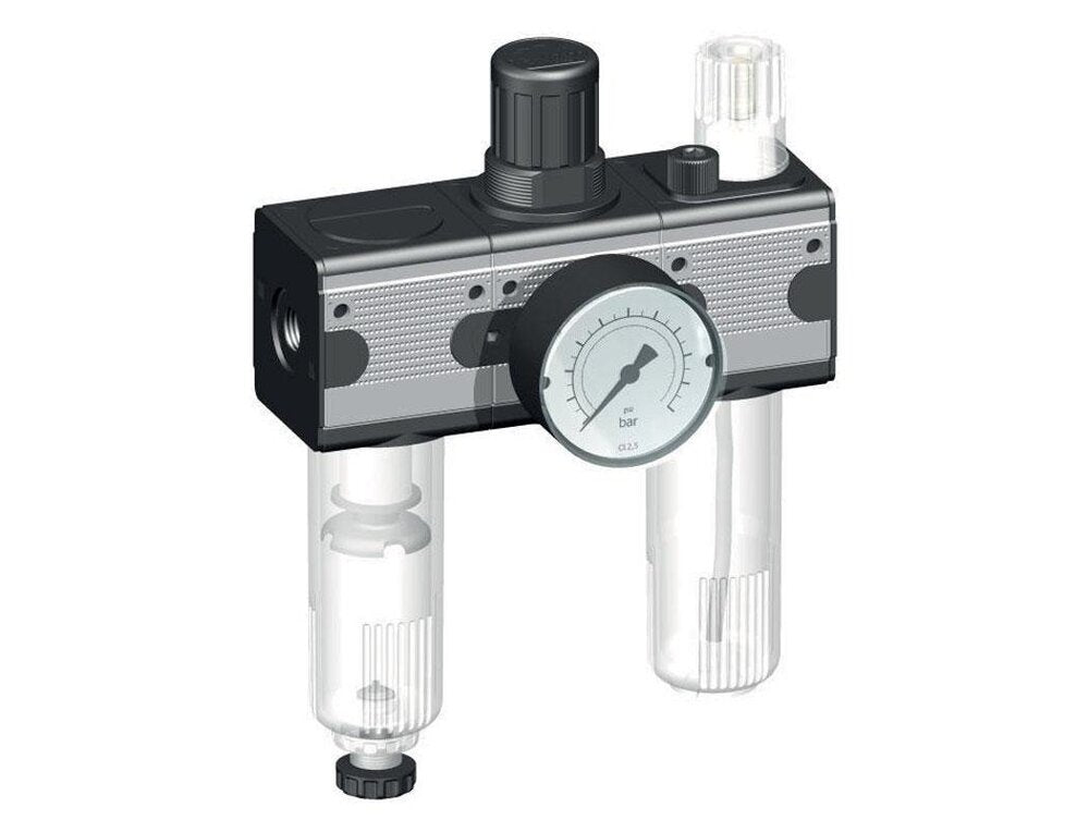 FRL 3 Parties G3/8'' 1200l/min 0.5-10.0bar/7-145psi Auto Polycarbonate Multifix 1