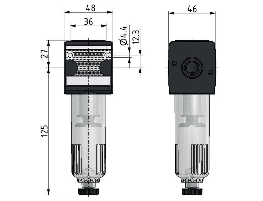 Filtre 5microns G3/8'' 2000l/min Semi-Auto Cage de Protection en Polycarbonate Multifix 1
