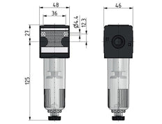 Filtre 5microns G3/8'' 2000l/min Semi-Auto Cage de Protection en Polycarbonate Multifix 1