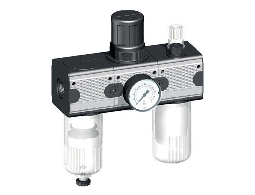 FRL 3-Part G1/2'' 5800 l/min 0.5-10.0bar/7-145psi Auto Protective Cage Polycarbonate Multifix 2