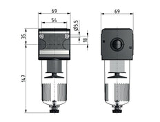 Filtre 5microns G3/4'' 5850l/min Cage de Protection Automatique Polycarbonate Multifix 2