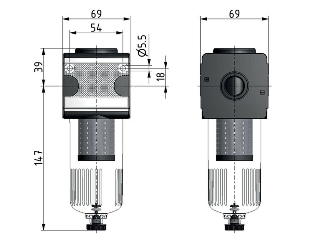 Pré-filtre 0.3microns G1/2'' 500l/min Semi-Auto Metal Multifix 2