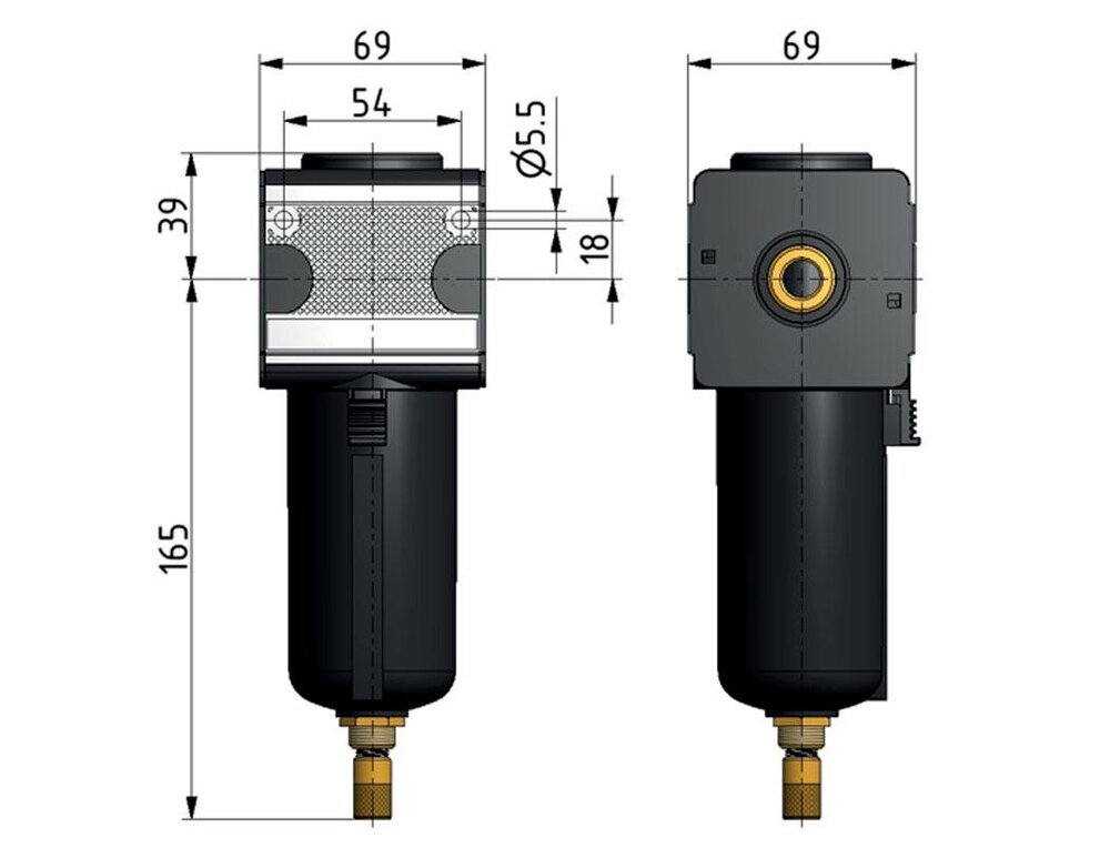 Pré-filtre 0.3microns G1/4'' 350l/min Auto Metal Multifix 2