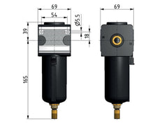 Pré-filtre 0.3microns G1/4'' 350l/min Auto Metal Multifix 2