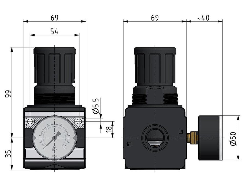 Pressure Regulator G1/2'' 8700 l/min 0.5-10.0bar/7-145psi Zinc Die-Cast Cylinder Lock E-11 Multifix 2
