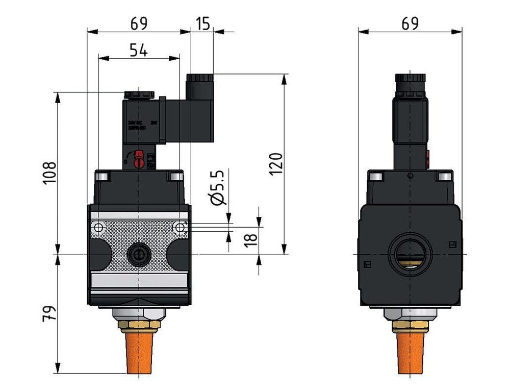 Vanne 3/2 G1/2 24VAC 4000 l/min Multifix 2