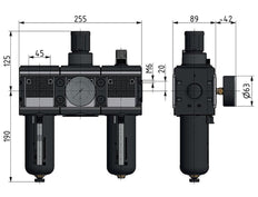 FRL 3-Part G3/4'' 12000 l/min 0.1-3.0bar/1-44psi Semi-Auto Metal Multifix 4