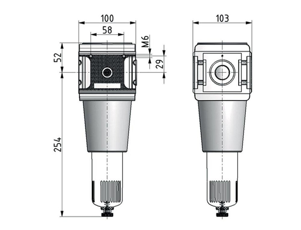 Filtre 40microns G3/4'' 10500l/min Auto (Fermé sans pression) Polycarbonate Multifix 5