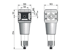 Filtre 40microns G3/4'' 10500l/min Auto (Fermé sans pression) Polycarbonate Multifix 5