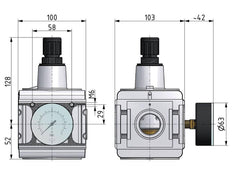 Pressure Regulator G1'' 17500 l/min 0.2-6.0bar/3-87psi Aluminium Cylinder Lock Multifix 5