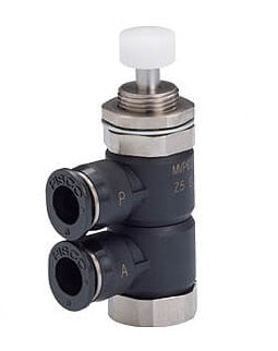 Vanne mécanique à 2 voies normalement fermée de 4 mm à montage sur panneau et à broche