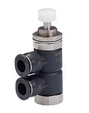 Vanne mécanique à 2 voies normalement fermée de 4 mm à montage sur panneau et à broche