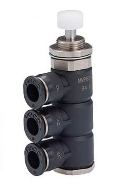 Vanne mécanique 3/2 à broche, 6mm, normalement fermée, pour échappement tubulaire, montage sur panneau