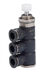 Vanne mécanique 3/2 à broche, 6mm, normalement fermée, pour échappement tubulaire, montage sur panneau