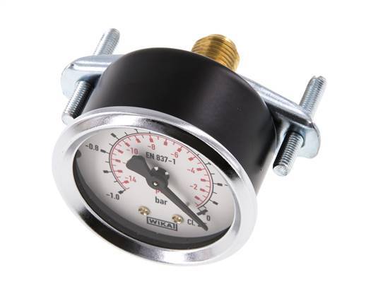 -1..0 Bar (-15..0 psi) Manomètre encastrable Acier/laiton 50 mm Classe 2.5 (Support)