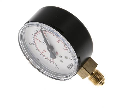 -1..0.6 Bar (-15..9 lb/po2) Manomètre sous acier/laiton 63 mm Classe 1.6